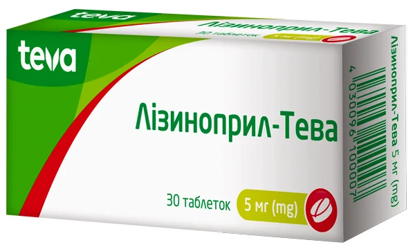 Лізиноприл-Тева у таблетках по 5 мг, 30 шт.