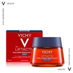 Крем для обличчя Vichy (Віши) Liftactiv Collagen Specialist нічний антивіковий з ефектом корекції зморшок, 50 мл