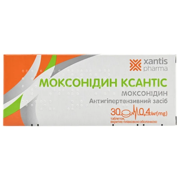 Моксонідин Ксантіс у таблетках по 0,4мг, 30 шт.