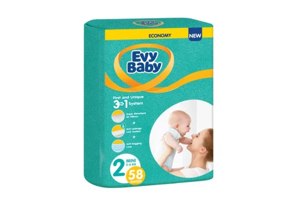 Підгузники Evy Baby (Еві Бебі) Е.В. Mini (3-6кг), 58 шт.