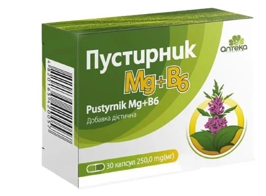 Пустирник МG+B6 капсули по 250 мг, 30 шт.