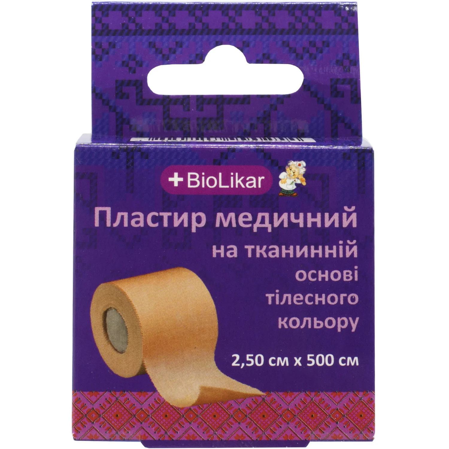 Пластир медичний Biolikar (Біолікар) на тканинній основі. тілесний розмір 2,5х500 см, 1 шт.