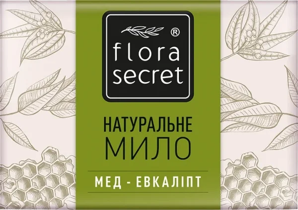 Мыло Флора (Flora Secret) банное, с эфирным маслом эвкалипта и медом, 75 г