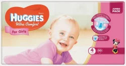 Підгузники Хагіс Ульт Комф Джамбо 4 для дівчаток (Huggies Ultra Comfort 4 Jumbo), 50 шт.