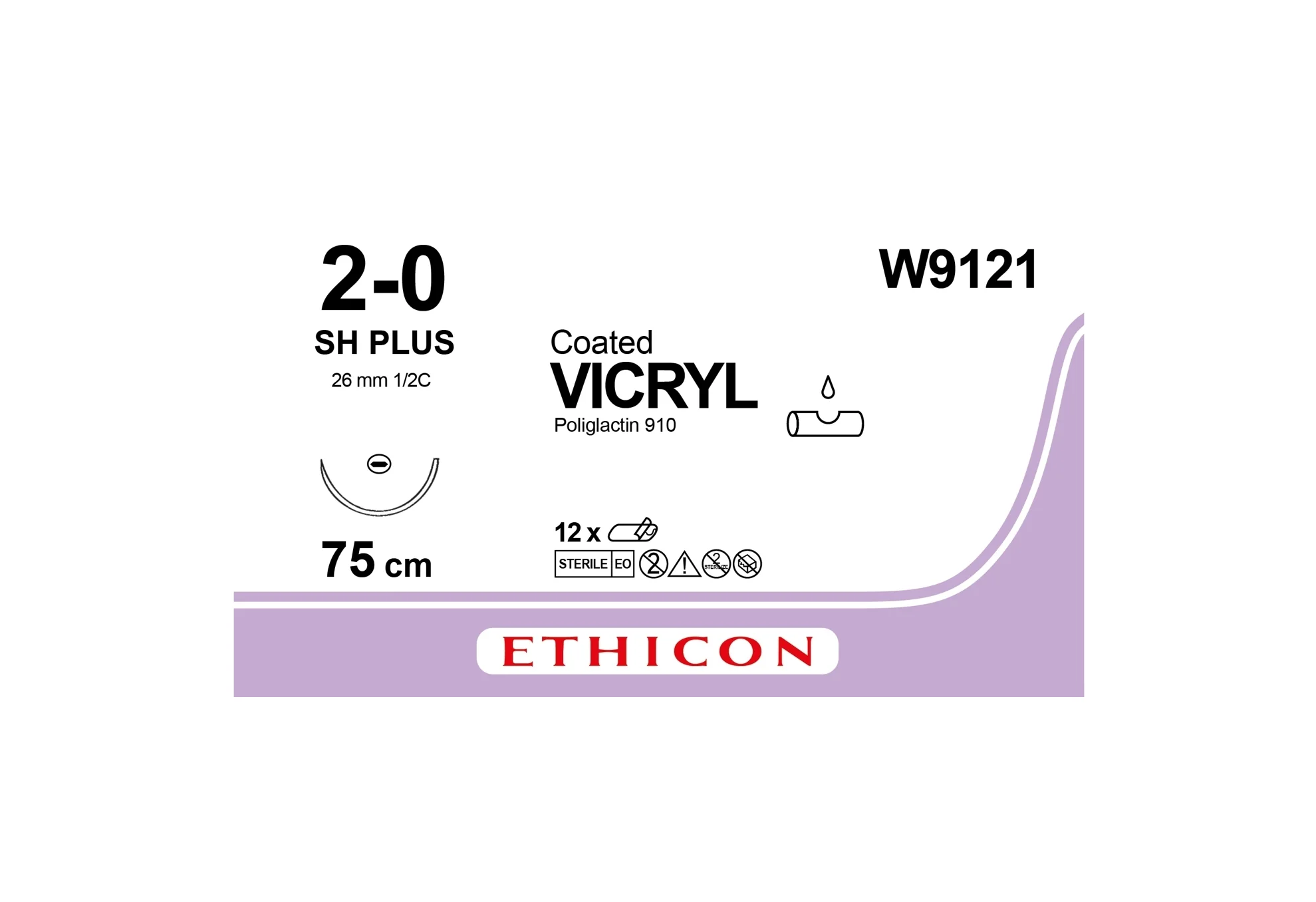Vicryl (Вікрил) 2 колюча голка Taper Point 2*31 мм 1/2 кола, модифікована, 1 шт.