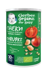 Снеки пшенично-вівсяні Гербер Органік (Gerber Organic) з томатами та морквою, 35 г