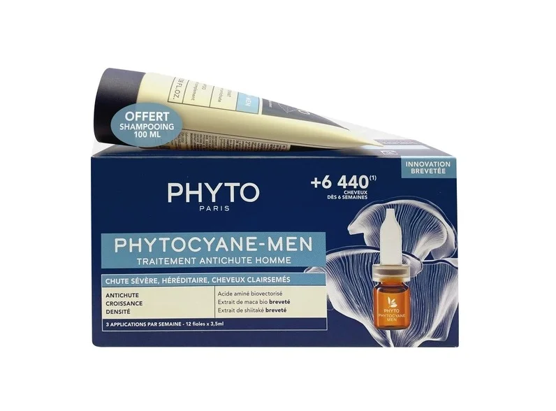 Набір Phyto (Фіто) Phytocyane Men (шампунь 100 мл + засіб 12х3,5 мл), 1 шт.