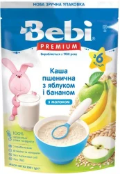 Каша Бебі Преміум (Bebi Premium) молочна пшенична з яблуком і бананом, 200 г