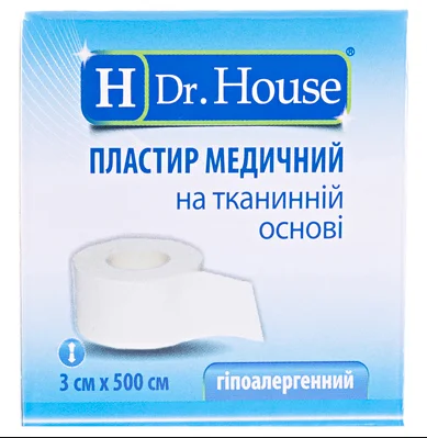 Пластир медичний Др.Хаус (Dr. House) на тканинній основі 3 см х 500 см, 1 шт.