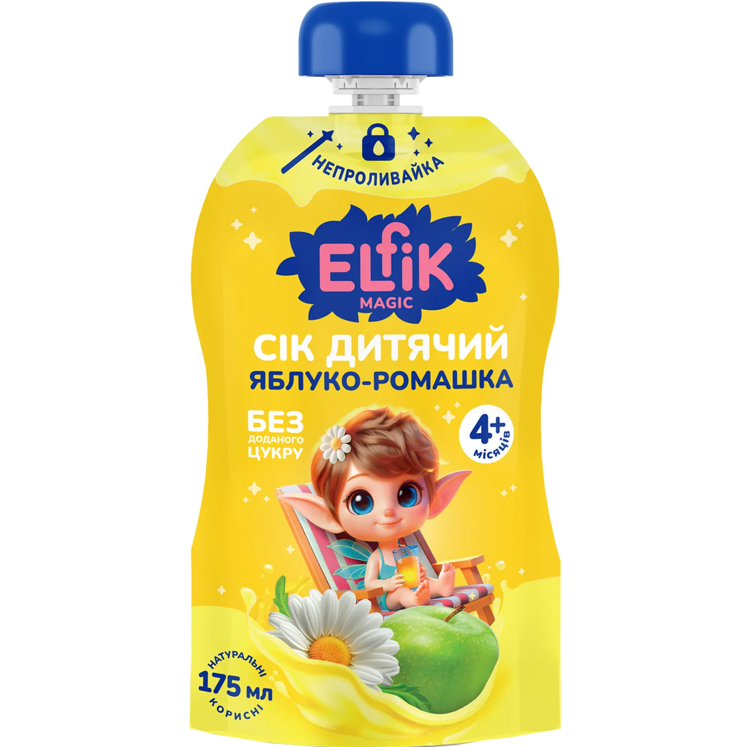 Сік дитячий Elfik (Ельфик) яблуко-ромашка, 175 мл