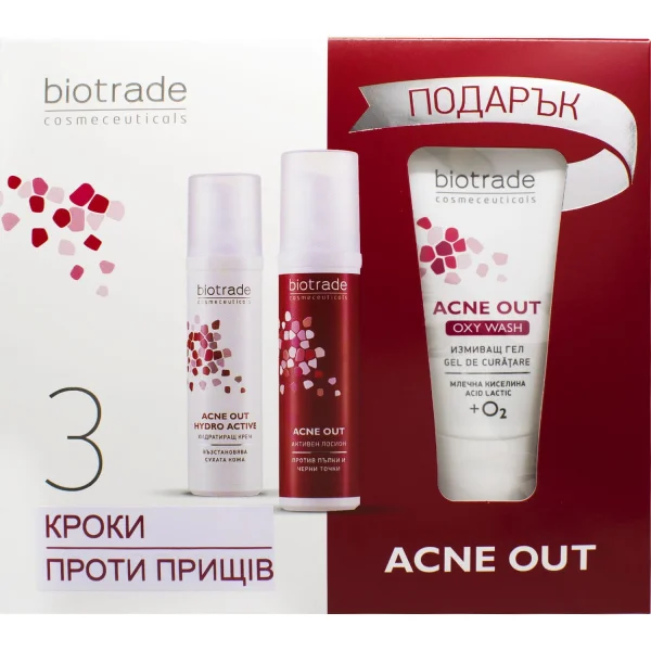 Набор для лица Biotrade Acne Out (Биотрейд Акне Аут) для жирной и проблемной кожи с акне кремом 60, мл + лосьон 60, мл + гель очищающий, 50 мл