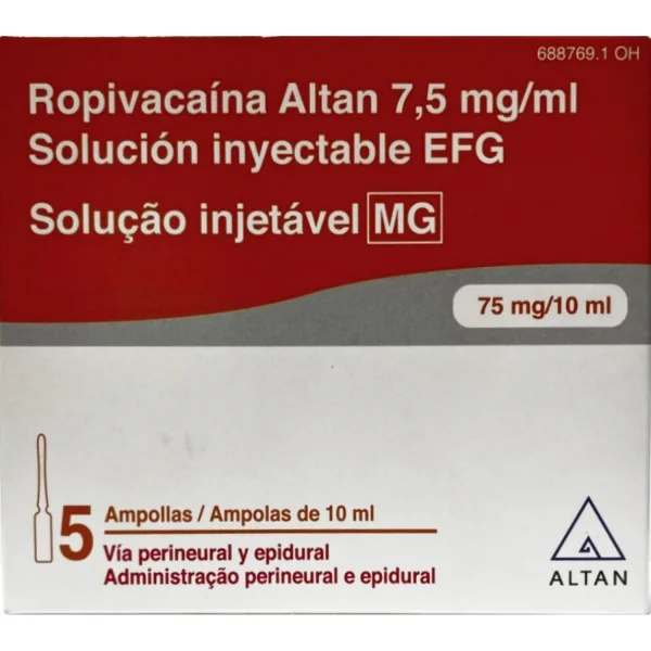 Ропивакаин-виста раствор для инъекций по 7,5 мг/мл в ампулах по 10 мл, 5 шт.