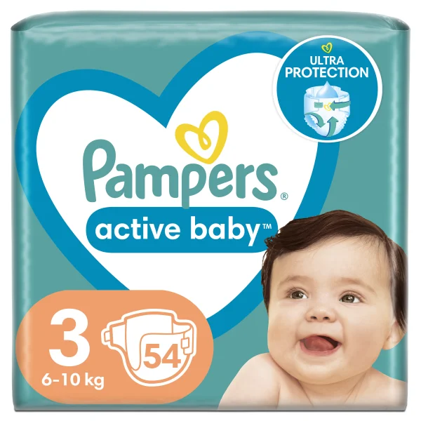 Подгузники Pampers Active Baby Midi (Памперс Актив Бэби Миди) 3 для детей от 6 до 10 кг, 54 шт.
