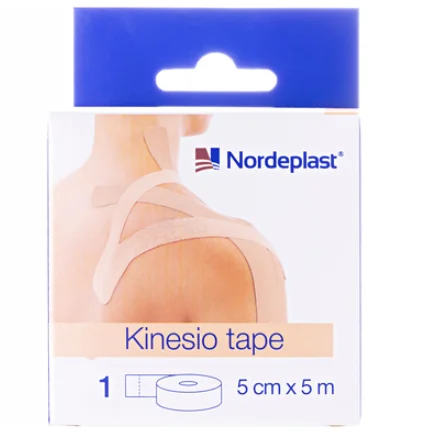 Пластир медичний Nordeplast Кінезіо тейп розміром 5 см х 5 м (бежевий), 1 шт.
