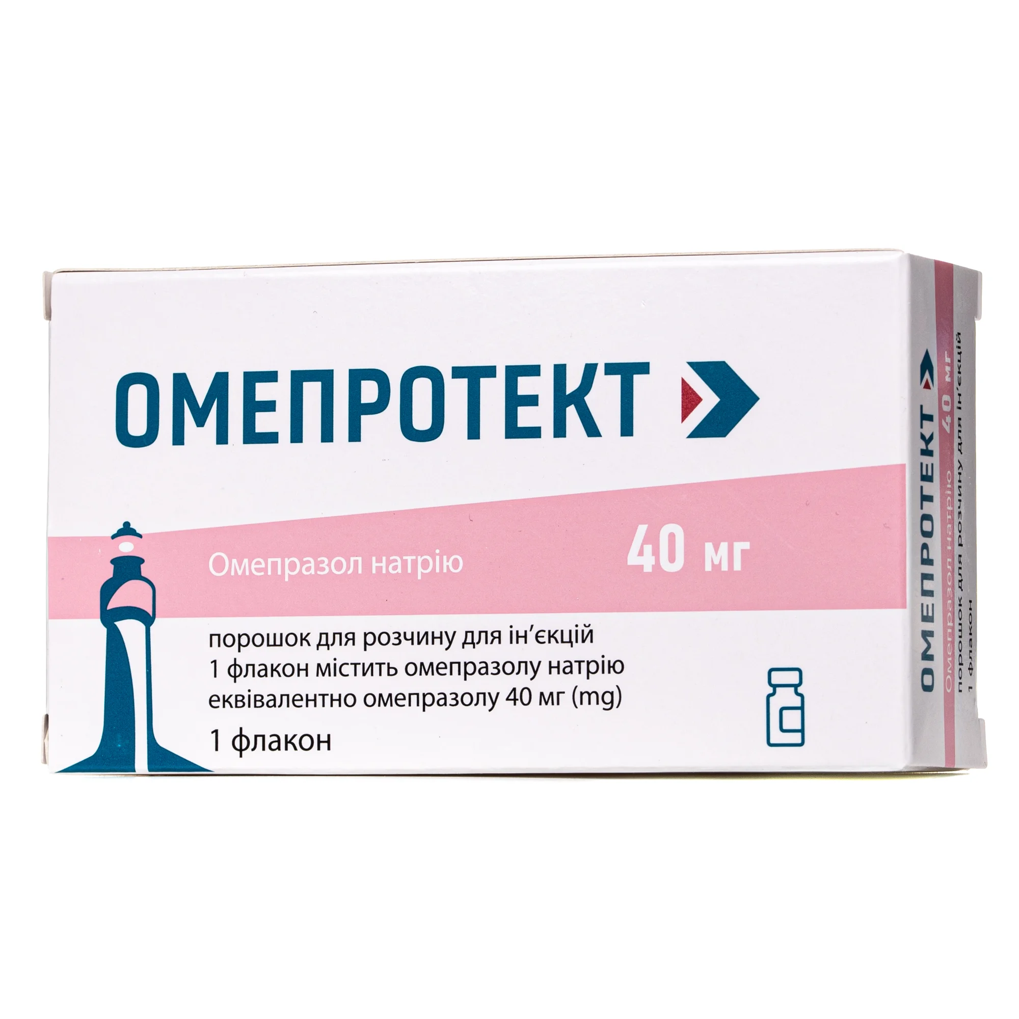 Омепротект порошок для розчину для ін’єкцій по 40 мг, 1 шт.