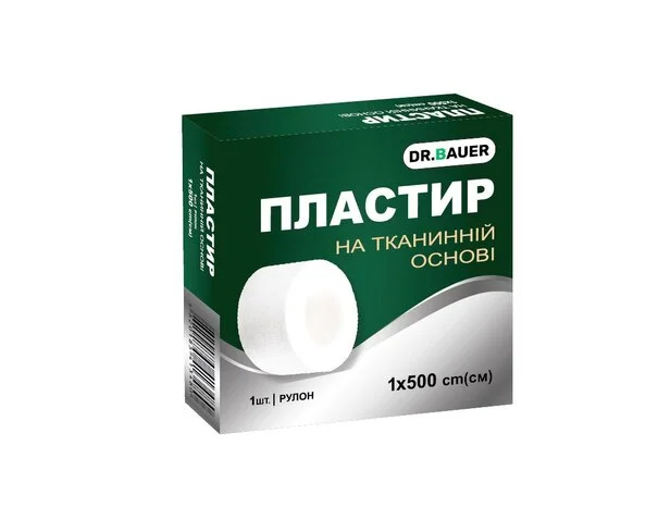 Пластир медичний Dr. Bauer (Др.Баєр) на тканинній основі, котушка, розмір 1 х 500 см, 1 шт.
