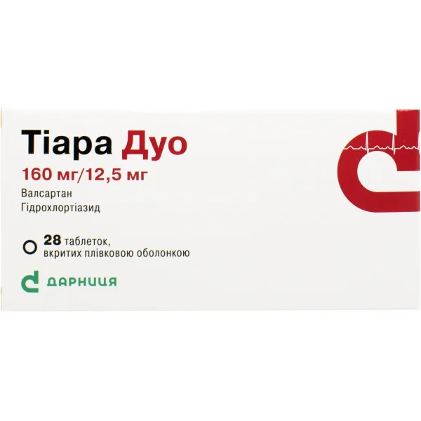 Тиара Дуо таблетки по 160 мг/12,5 мг, 28 шт.