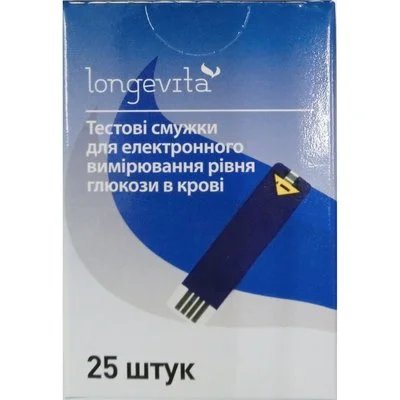 Тест-смужки Лонгевіта (Longevita) для глюкометра, 25 шт.