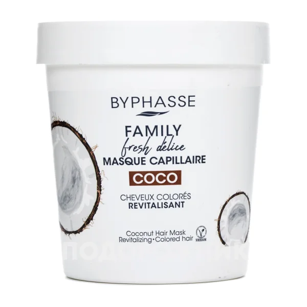 Маска для фарбованого волосся Byphasse (Біфас) Family Fresh Delice з кокосом, 250 мл