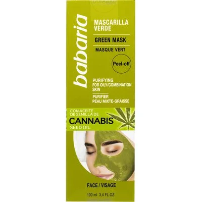 Маска для обличчя Бабарія (Babaria) з олією канабісу, зелена, 100 мл