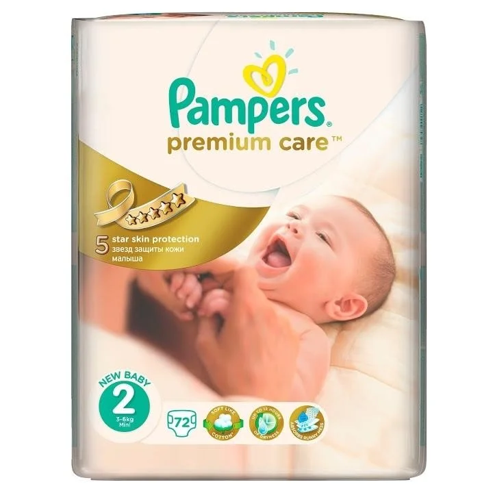 Підгузки Pampers Premium Care (Памперс Преміум Кеа), розмір 2 (3-6 кг), 72 шт.