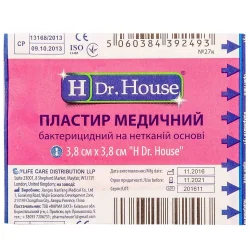 Пластир Dr. House (Др. Хаус) бактеріальний на нетканній основі 3,8 х 3,8 см, 1 шт.