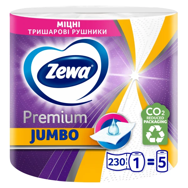 Рушники паперові Zewa (Зева) Premium Jumbo 3 шари, 1 рулон