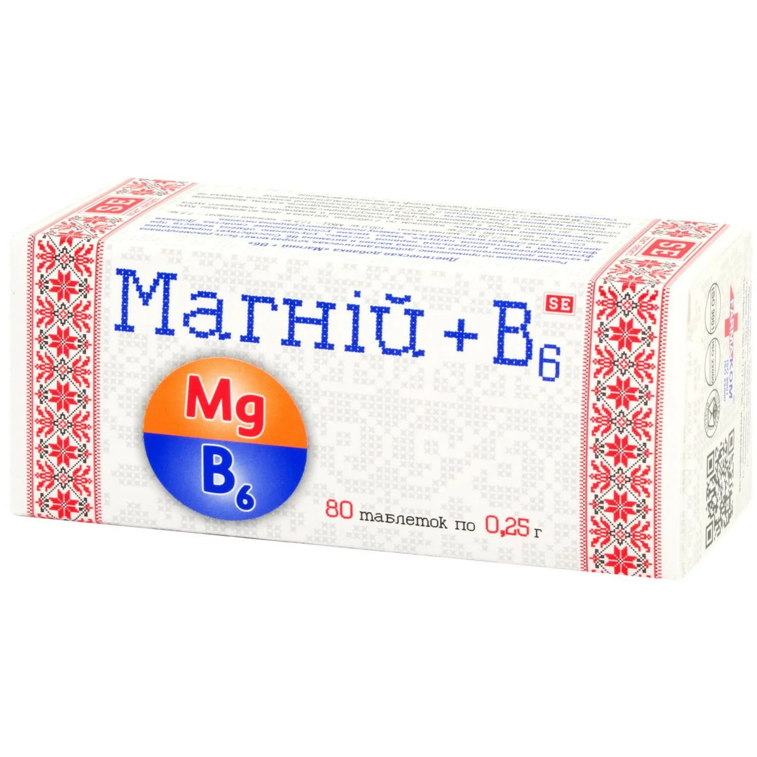 Магній+В6 таблетки по 0,25 г, 80 шт.