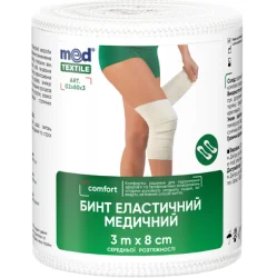 Еластичний бинт медичний Медтекстиль (Medtextile) середньої розтяжності розмір 3 м х 8 см, 1 шт.