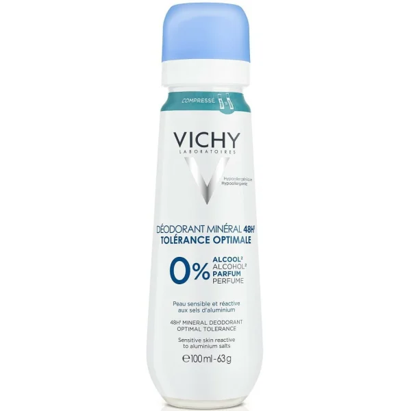 Дезодорант-антиперспирант спрей Vichy (Виши) минеральный для очень чувствительной кожи, эффективность 48 часов, 100 мл