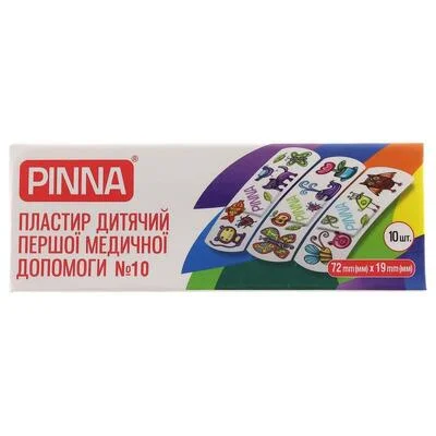 Пластырь бактерицидный Pinna Kids (Пенная Кидс) детский на полимерной основе 7,2 х 1,9 см, 10 шт.