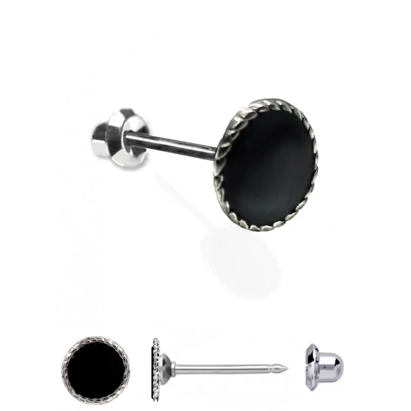 Сережки Inverness (Інвернес) Black Braid Disk 7 мм NIOBIO IN135c, 1 пара