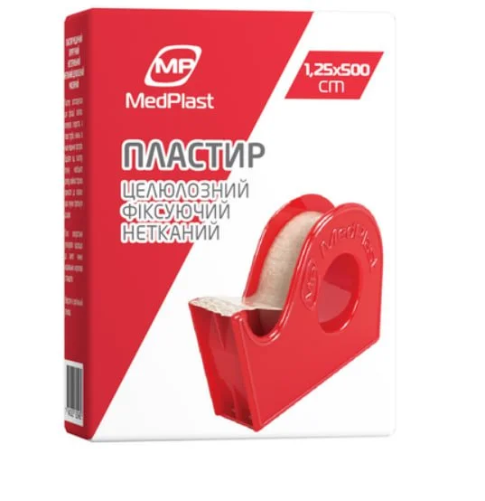 Пластир медичний хірургічний MedPlast (МедПласт) нестерильний нетканна целюлозна основа 1,25 см *500 см, 1 шт.