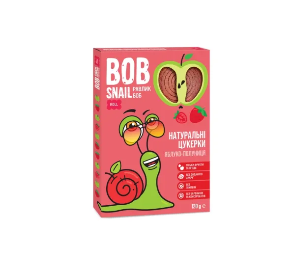Фруктові цукерки Bob Snail (Равлик Боб) яблуко-полуниця, 120 г
