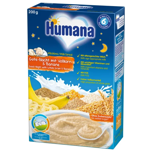 Суха молочна каша Хумана (Humana) Солодкі сни, цільнозернова з бананом, 200 г