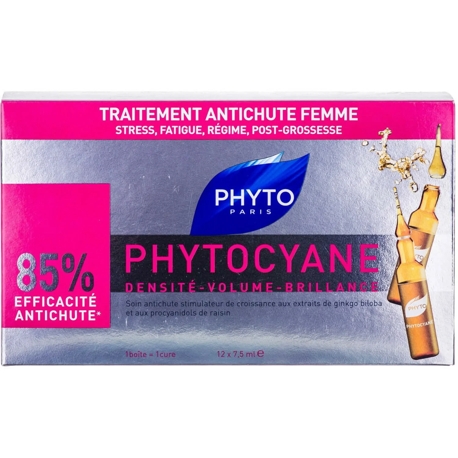 Засіб проти випадіння волосся Фіто (Phyto) Фітоціан по 7,5 мл в ампулах, 12 шт.