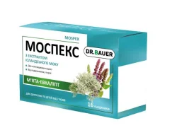 Моспекс зі смаком евкаліпта та м'яти льодяники №16