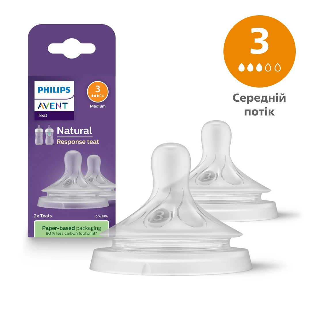 Соска силіконова Avent (Авент) Natural від 1 місяця, 2 шт.