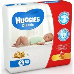 Підгузники Хагіс Класік 2 (Huggies Classic) (3-6кг), 88 шт.