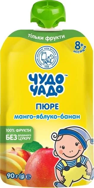 Пюре Чудо-Чадо Манго-яблуко-банан без цукру, 90 г