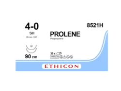 Prolene (Пролен) 4/0 блакитний Taper Point 2 колючі голки 26 мм, 1/2 кола 90 см, 1 шт.