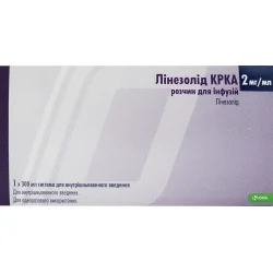 Лінезолід КРКА розчин для інфузій 2 мг/300 мл, 1 шт.