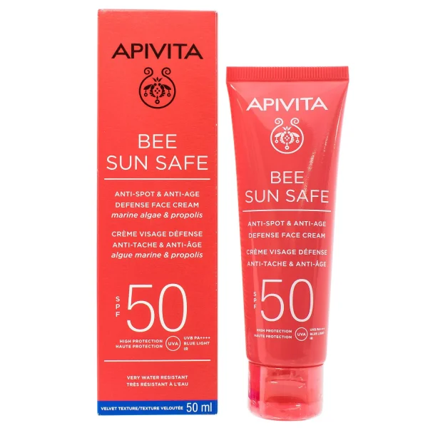 Солнцезащитный крем для лица Апивита Би Сан Сейф (Apivita Bee Sun Safe) против пигментных пятен SPF50, 50 мл