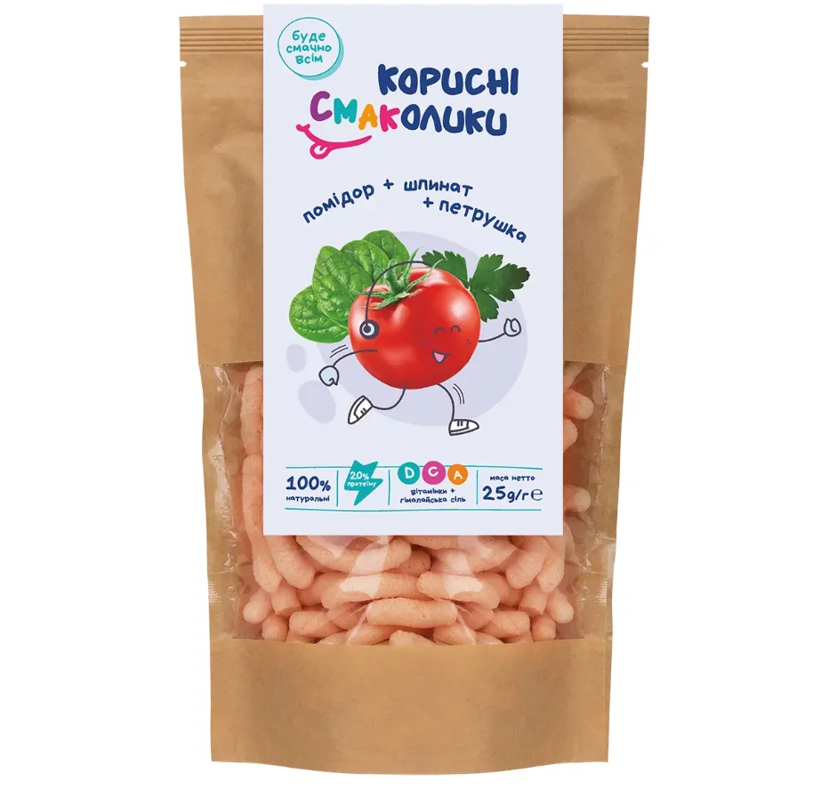 Снеки Дитячі Смаколики Помідор-петрушка-шпинат, 25 г