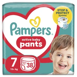 Подгузники-трусики Pampers pants Giant Plus 7 (Памерс пентс Джиант Плюс), 17+ кг, Jumbo Pack, 38 шт.