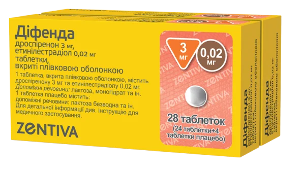 Діфенда табл. п/о 3мг/0.02мг №28 1+1