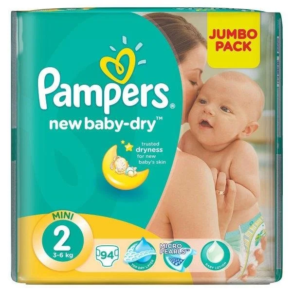 Подгузники Памперс Ню Бейби (Pampers New Baby) 2 (3-6 кг), 94 шт.
