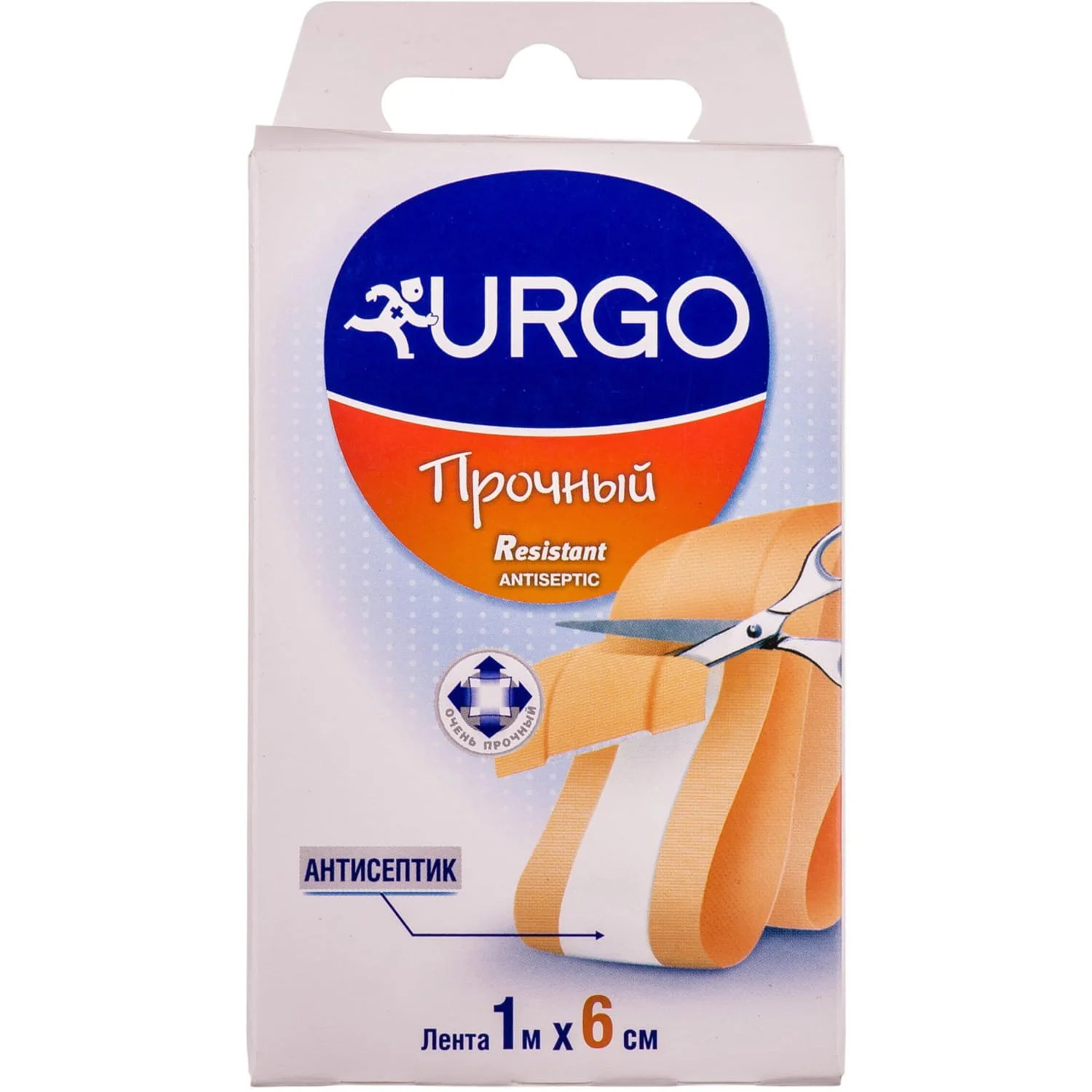Пластир УРГО (URGO) міцний з антисептиком 1 м x 6 см, 1 шт.