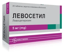 Левосетил таблетки від алергічного риніту та кропив’янки по 5 мг, 20 шт.