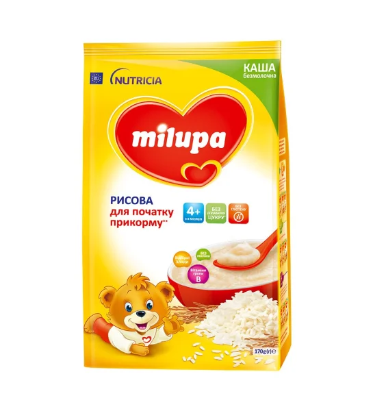 Milupa (Мілупа) каша без молока рисовая для детей от 4 месяцев, 170 г
